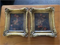 2-SMALL CERAMIC FLORAL PICTURES