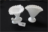 Fenton Milk Glass Hobnail Vases