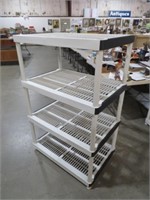 HEAVY 4 TIERED PLASTIC STORAGE SHELVES WHITE