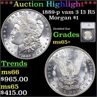 *Highlight* 1889-p vam 3 I3 R5 Morgan $1 Graded ms
