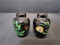 Vintage Ceramic Black Handpainted Salt&Pepper