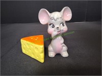 Vintage Ceramic Mouse Cheese Salt & Pepper Shakers