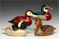 CIRCA 1930s CARVED AND PAINTED WOOD DUCK FIGURES