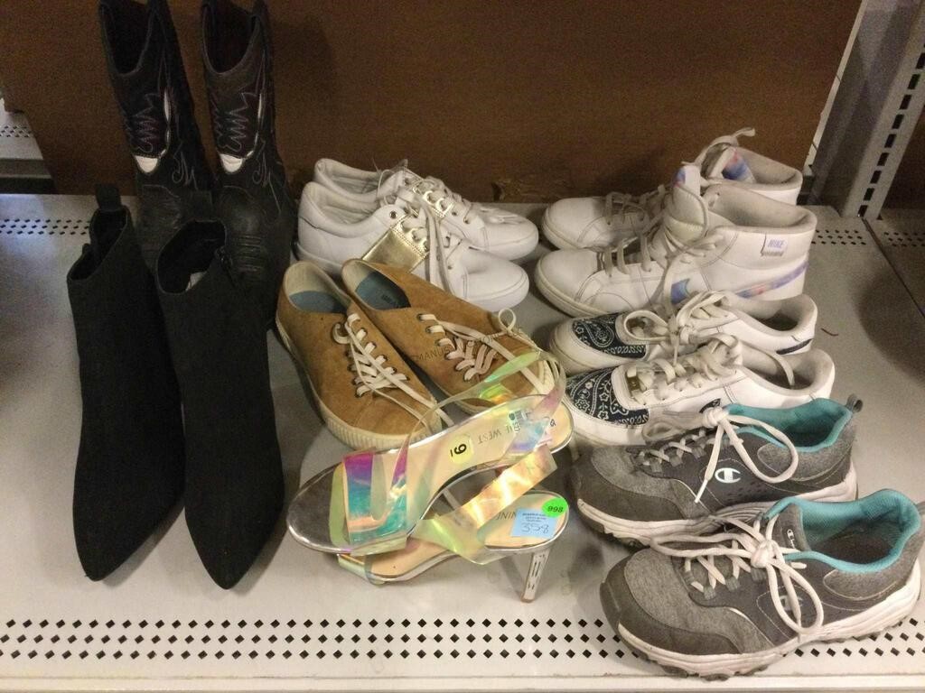 Assorted shoes and boots. Sizes 6.5-11.