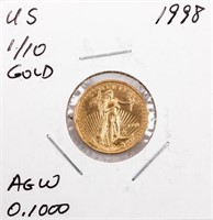 Coin 1998 Gold 1/10th Eagle Unc.  .9999 Gold