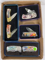 LOT OF NASCAR KNIVES IN COLLECTIBLE TINS