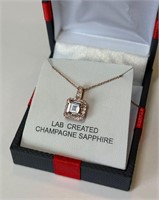 Luxurious Lab-Created Champagne Sapphire Necklace