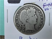 1909-S Barber Half Dollar (VG-8)