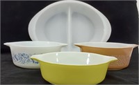 5 Vintage Pyrex dishes 7" and 12"