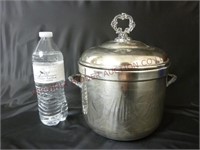 Vintage Silver Plate Ice Bucket w Milk Glass Liner