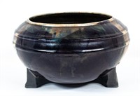 Signed Tony Evans Large Raku Bowl / Vase