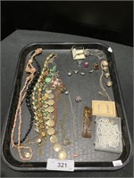 Vintage Tray Of Costume Jewelry, Rings.