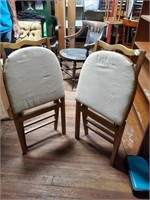 2 Vtg. Wooden Folding Card Table Chairs