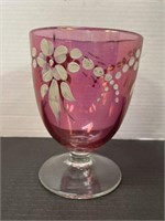 VINTAGE HAND PAINTED IRIDESCENT CRANBERRY PINK