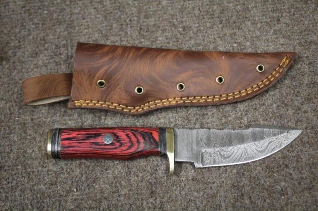 Handmade Fixed 4-1/8" Blade Damascus Steel Knife,9