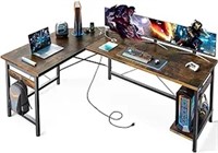 Coleshome 59" L Shaped Gaming Desk With Outlet, L