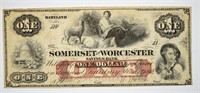 1862 Somerset & Worcester Savings Bank $1 Note