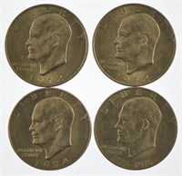 Lot of 5 Eisenhower $1 Coins: 1972(2), 74, 76