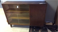 MID CENTURY LEBUS BOOKCASE WITH SLIDING GLASS