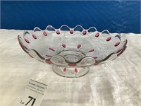 Indiana Glass Red Raised Jewel Teardrop Bowl