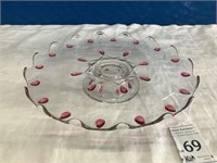 Indiana Glass Red Raised Jewel Teardrop Cake