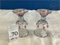 Indiana Glass Red Raised Jewel Teardrop Candle