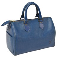 LOUIS VUITTON 'SPEEDY 25' BLUE EPI LEATHER HANDBAG