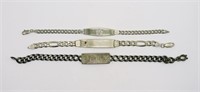 (3) Vintage I.D. Bracelets Sterling