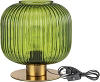 Small Table Lamp Elegant Green Glass Bedside Lamp