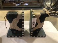 Wooden Cow Bookends