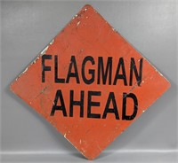 Vintage Flagman Road Sign