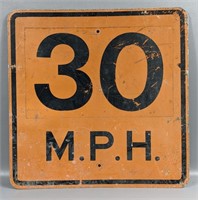 Vintage Decommissioned 30 MPH Road Sign