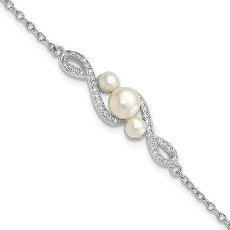 Silver Fresh Water Cultured Pearl Bracelet