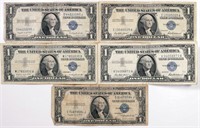 1935G, 1957, 1957A $1 Silver Certificate (5)
