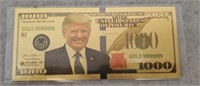 TRUMP 1000 BILL GOLD COLORED/ PLATED