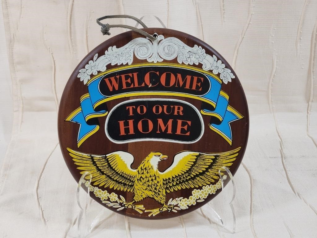 VINTAGE WOOD ENESCO WELCOME TO OUR HOME SIGN