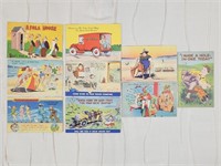 COLLECTION OF 9 VINTAGE CARTOON POST CARDS