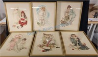 6 framed Victorian pictures