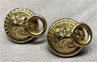 Italian 14k gold lion head door knocker earrings