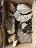 Box of mineral rocks