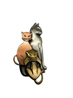Large 3 Cats Metal Brooch