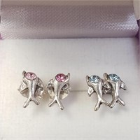 2 Pairs of Dolphin Studs- Pink & Blue