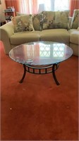 Round Glass Top, Metal Base Coffee Table