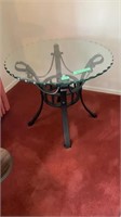 Round Glass Top Metal Base End Table