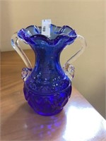 Cobalt Blue hand blown glass Vase 5"h