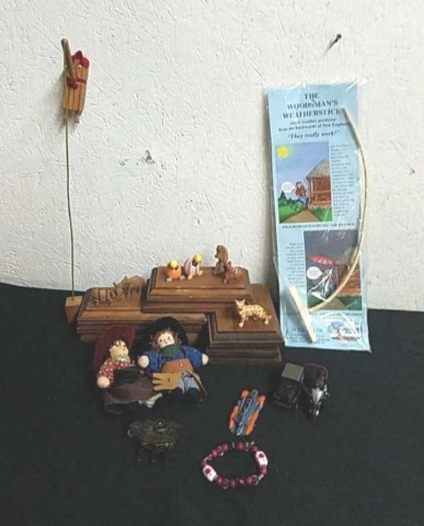 Woodman's weather stick, wooden bases, miniature