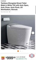New 1 pcs; HOROW Tankless Elongated Smart Toilet