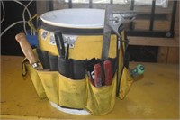 TOOL PAIL W/TOOLS. SQUARE,WIRE CUTERS,SMALL