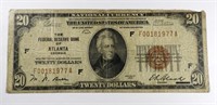 1929 $20 NATIONAL CURRENCY ATLANTA