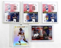 (5) NFL MATERIAL INSERT CARDS